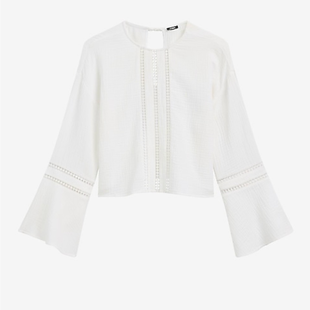 Express White Crewneck with Bell Sleeves - Picture 3 of 4